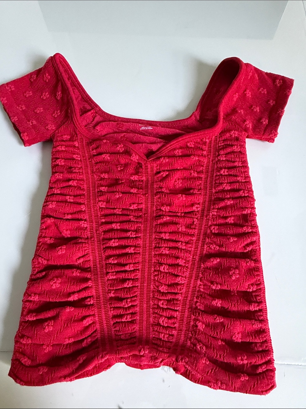 Urban Outfitters Red Ruched Short Sleeve Crop Top